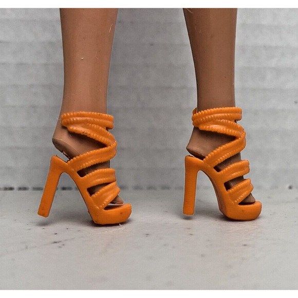 Barbie Shoes Strappy High Heels Bright Orange & Pink Fashionitas Lot of 2 Mattel - Picture 9 of 9